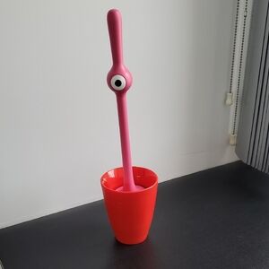 Pink and Red Alien Toilet Brush Set